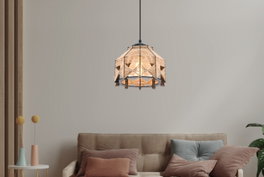Opviq Jutta Jute Lámpara de Madera y Yute Color Camello